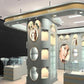 Ceiling display area with multiple illuminated LED spotlights