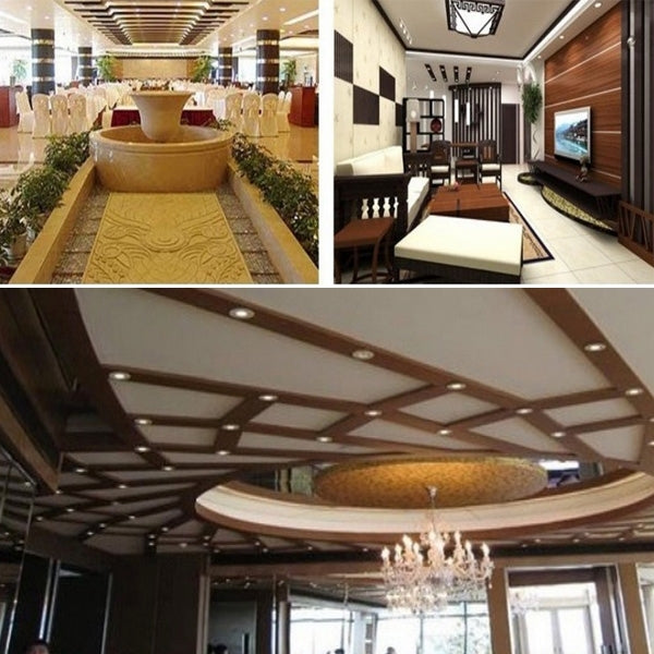 Indoor room with illuminated recessed LED ceiling lights