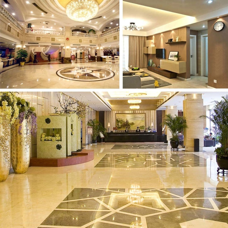 Bright LED lighting glow illuminating a spacious indoor lobby