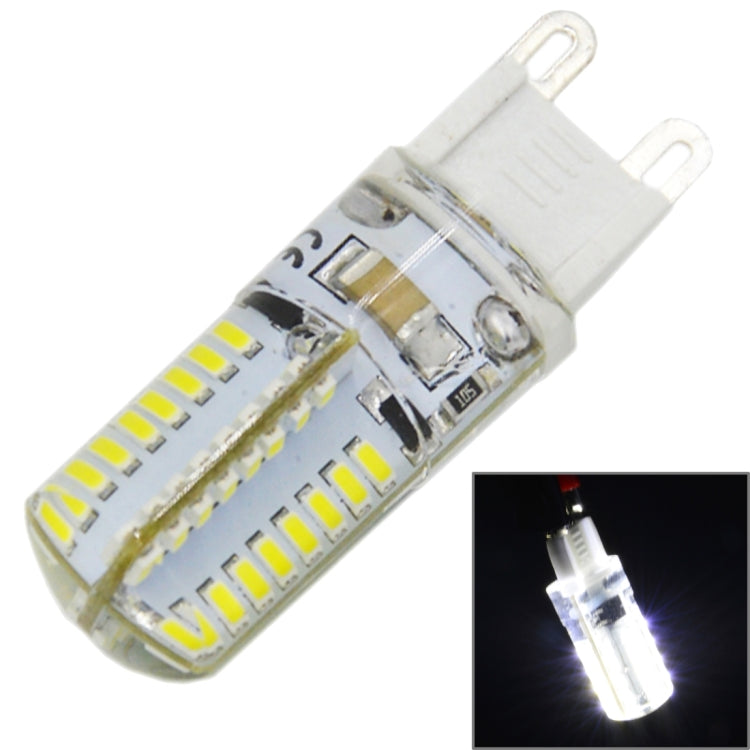 LED G9 bulb with 64 SMD 3014 LEDs, clear cover, two-pin plug