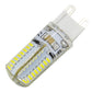 LED G9 bulb close-up, 64 SMD 3014 LED array, clear casing, two-pin connector