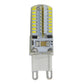 LED G9 bulb front view with 64 SMD 3014 LED strips, clear casing, two-pin base