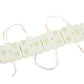 3-LED SMD LED light strip modules with red/white wires, white LED chips, angled close-up