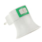 White E27 lamp socket adapter with green rocker switch and small numbered window