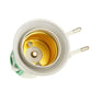 E27 lamp socket adapter close-up showing gold contacts and two EU plug pins