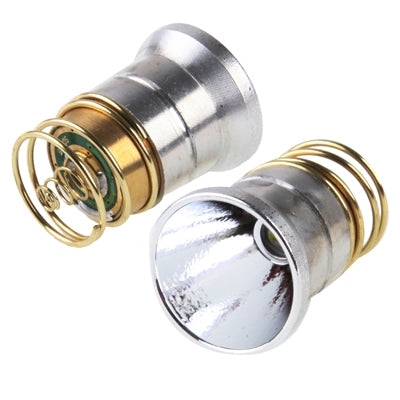 CREE flashlight LED drop-in module, silver metal body with brass spring rings