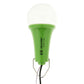 Solar-powered LED bulb with green base and white globe