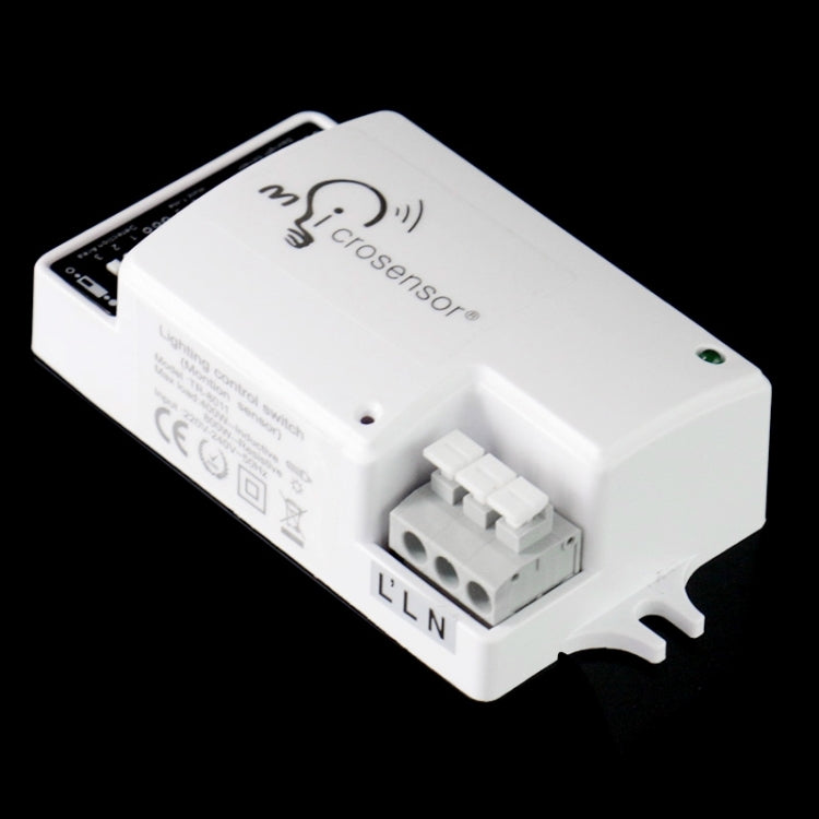 Automatic lighting control sensor with 3-wire terminal block and DIP switch board
