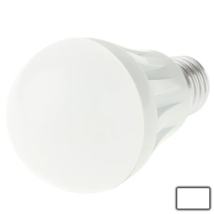 White LED bulb with rounded cover and screw base, close-up from side