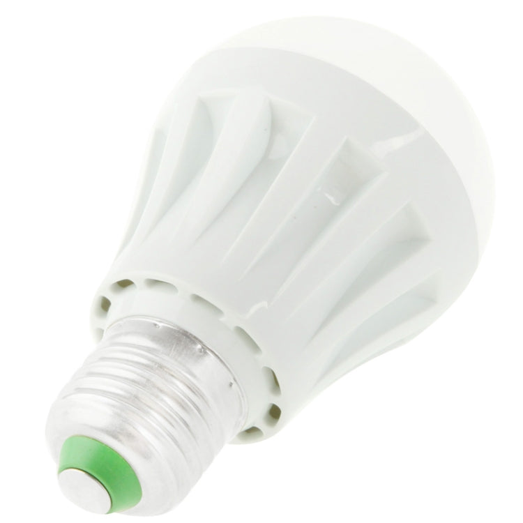 White LED bulb socket end with screw threads and green base ring