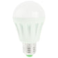 White LED bulb front view with diffuser top and metal screw base