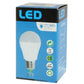 LED bulb retail package box with blue design and certification icons