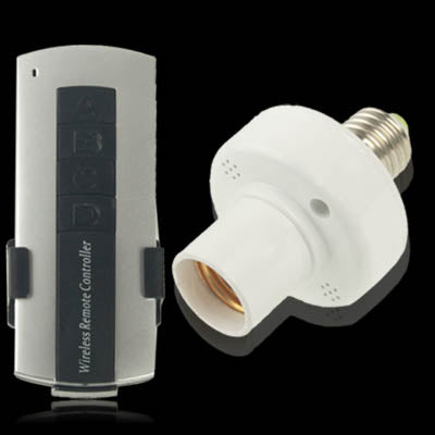 White E27 wireless lamp adapter with remote controller and push-button panel