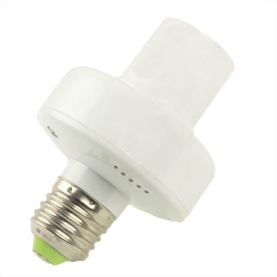 White E27 lamp socket adapter with threaded metal base