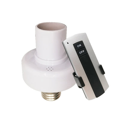E27 wireless light socket adapter with ON/OFF remote, white body and brass base