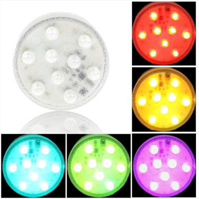 Round LED submersible light with multi-color glowing LED dots