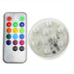 Round LED submersible light with remote control, buttons and LED array