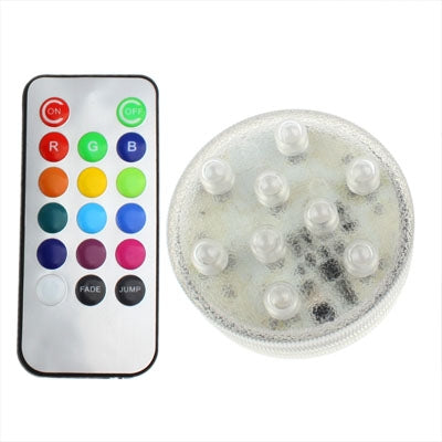 Round LED submersible light with remote control, buttons and LED array
