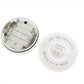 Round LED light base with open compartment and metal contacts