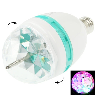 Rotating LED bulb with faceted crystal-style diffuser, mint ring, E26 screw base