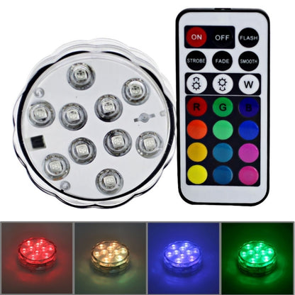 10-LED deck light with remote control, round clear housing and multi-color button remote