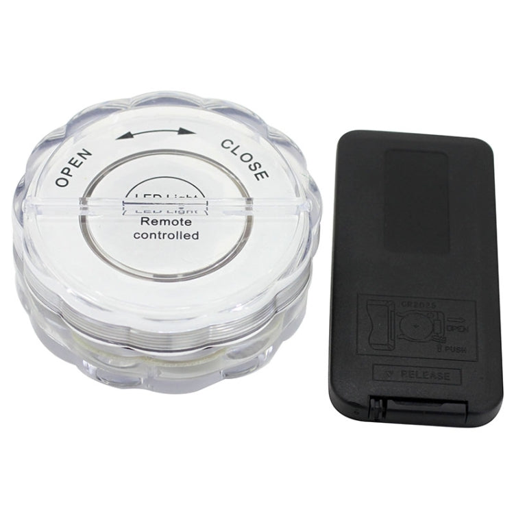 Remote-controlled 10-LED deck light with OPEN/CLOSE markings and matching remote