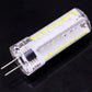 G4 LED light bulb with clear housing, visible circuitry, and two-pin connector