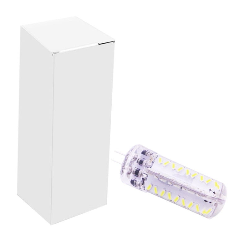 G4 LED light bulb with clear tube and white SMD LEDs, shown with retail box
