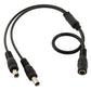 Black 35cm DC barrel connector cable, 5.5mm female to two male plug barrels