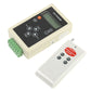 RF LED strip controller with LCD display and white remote with ON/OFF and speed buttons