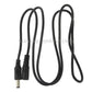 Black DC power connector cable with barrel plug at one end and matching plug at other