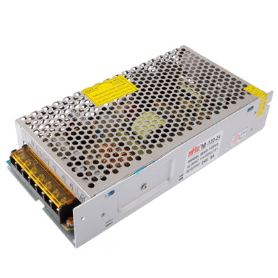 24V LED strip power supply with vented metal casing and connector terminals