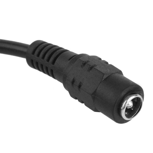 Black DC barrel connector plug on cable end