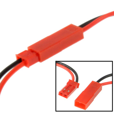 2-pin JST connector cable with red connector housing and black wires, 30 cm
