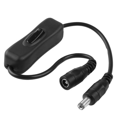 DC power extension cable with male-to-female plugs and inline ON/OFF switch, 30cm