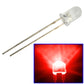 Water-clear 5mm LED lamp with two metal leads, red light glow