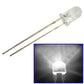 Water-clear 5mm LED lamp with two metal leads, cool white light glow