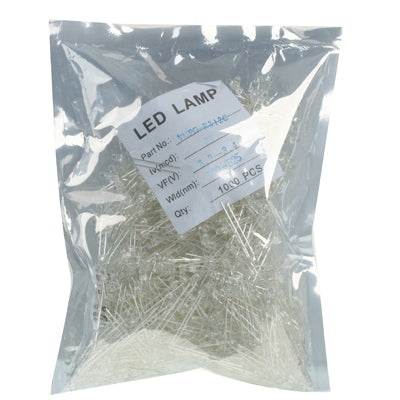Bag of 1000 water-clear 5mm LED lamps, labeled LED LAMP