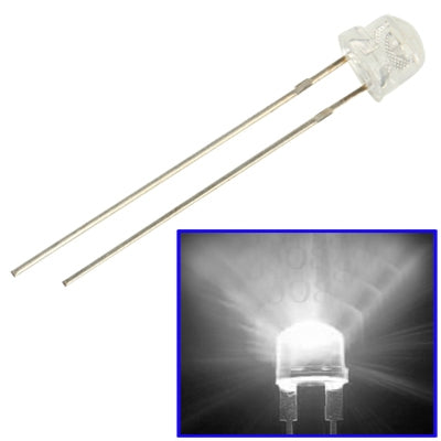Straw-hat LED lamp with two metal leads; white light glow inset