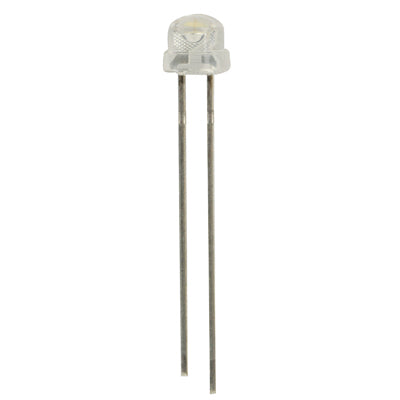 Straw-hat LED lamp with clear cap and two straight metal leads
