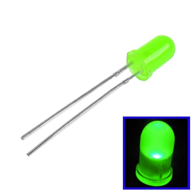 3mm green round LED lamp with two metal leads