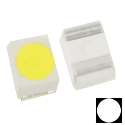 White SMD LED diode, compact square surface-mount body with flat top and side electrodes