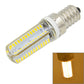 E14 LED corn bulb with clear lens, warm white LED strips, silver screw base