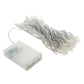 Battery pack with white LED string lights, wired and coiled
