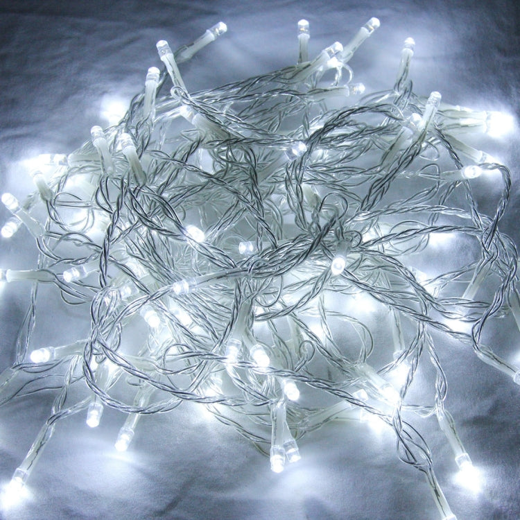 50-LED battery string lights spread across a surface, white glowing bulbs