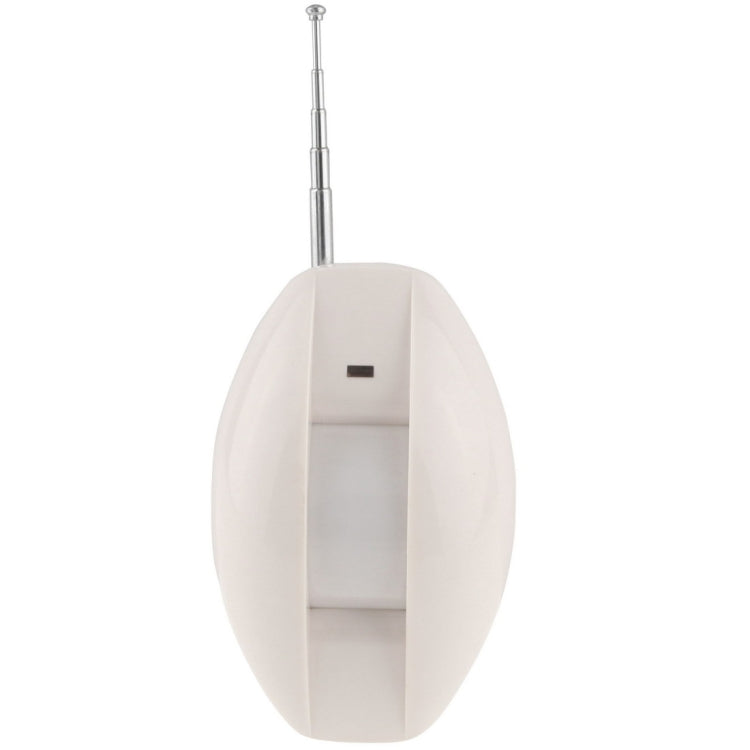 Dual passive PIR motion detector with antenna, white housing and open mounting shelf