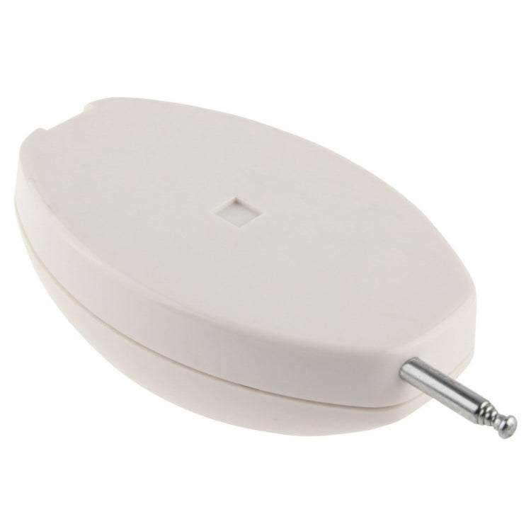 Dual passive PIR motion detector, white oval body with front sensor window and mounting pin