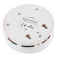 Back view of white carbon monoxide detector base with compliance and power labels