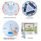 Carbon monoxide detector back open for battery loading and test-button operation