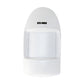 White wall-mounted infrared motion sensor with rectangular front lens and indicator slot